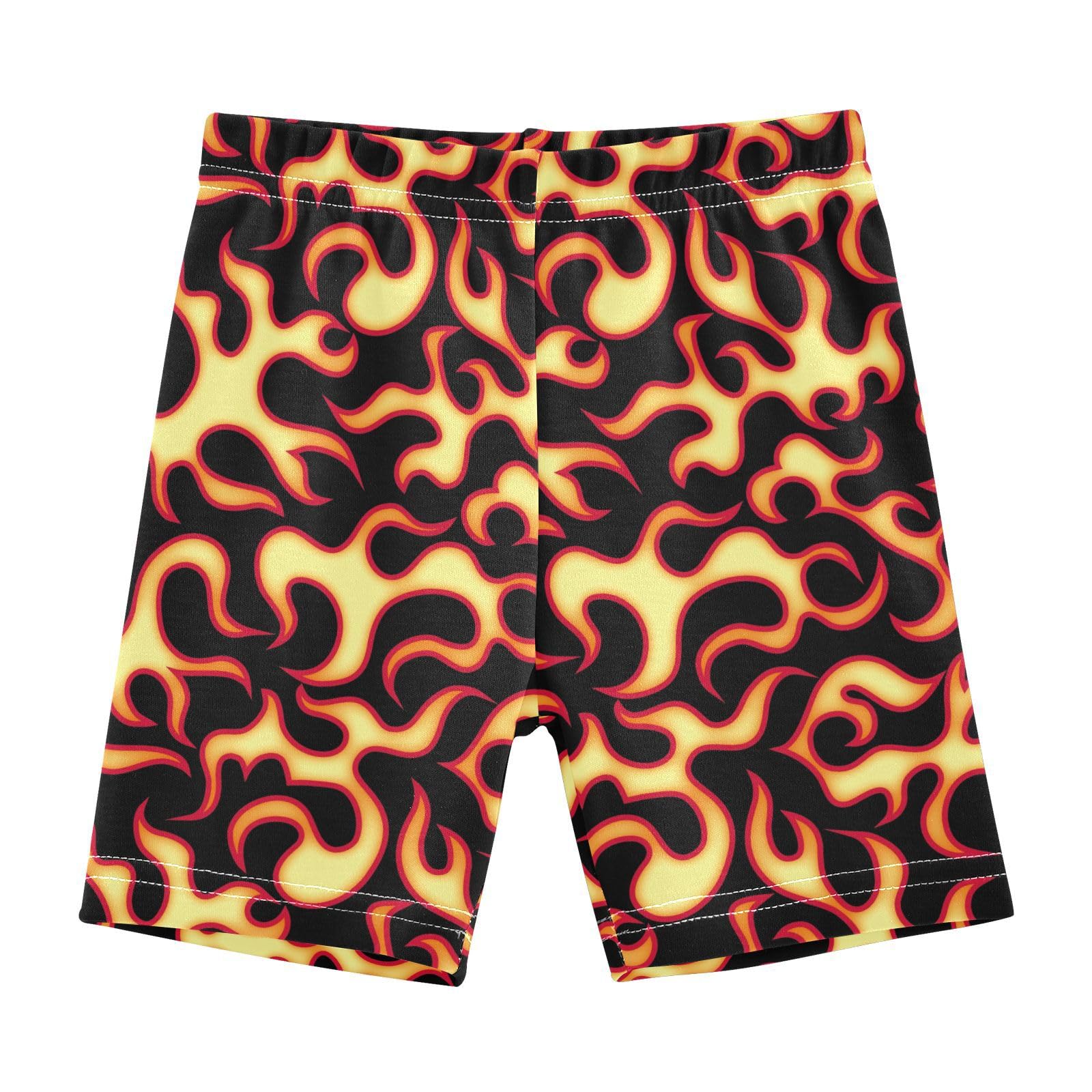 JHKKU Girls Bike Shorts Flame Under Dress Dance Shorts Toddler Cartwheel Biker Shorts Kids Summer Clothes 8Y