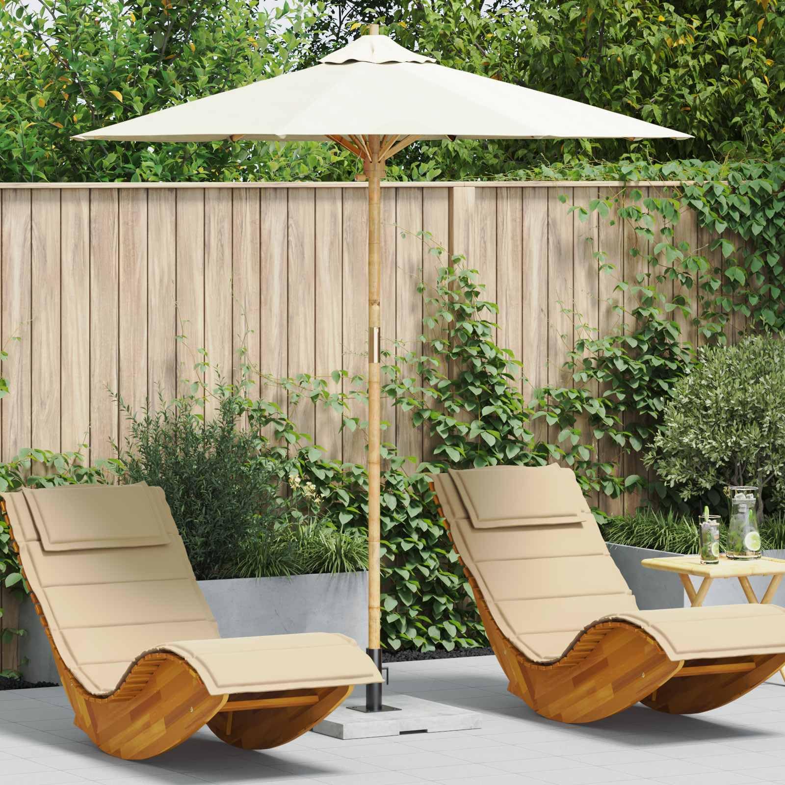 SYDE Ombrellone rotondo color crema, 217 x 230 cm, bambù
