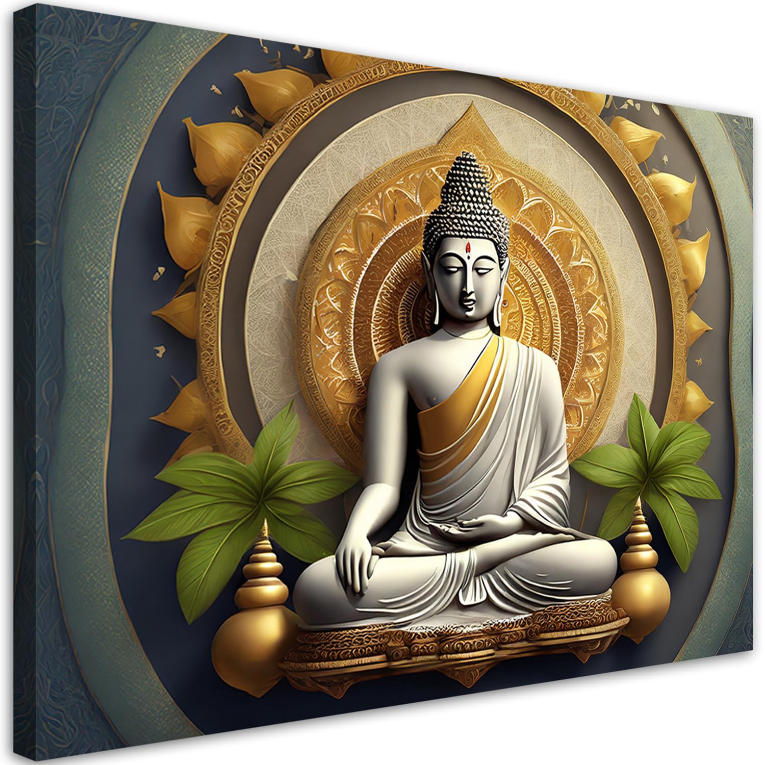 Feeby - Tableau sur Toile - Decoration Murale Peinture - Statue de Bouddha zen - 90x60 1partie - Chambre Toiles Intissé - Tableaux chambre à coucher - Decoration Chambre