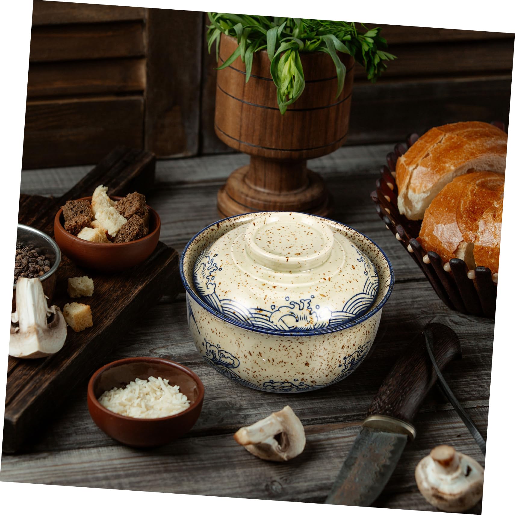 1satz Ramen Schüssel Set Mit Deckel Keramik Schüssel Essstäbchen Und Für Suppen Und Instant-nudeln Design Für Zuhause Und