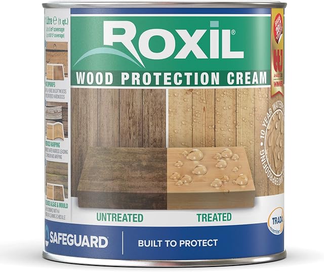 Roxil Wood Protection Cream - Instant Waterproofing Clear Treatment, Weatherproofs: Fences, Decking, Furniture, Sheds (1 Litre)