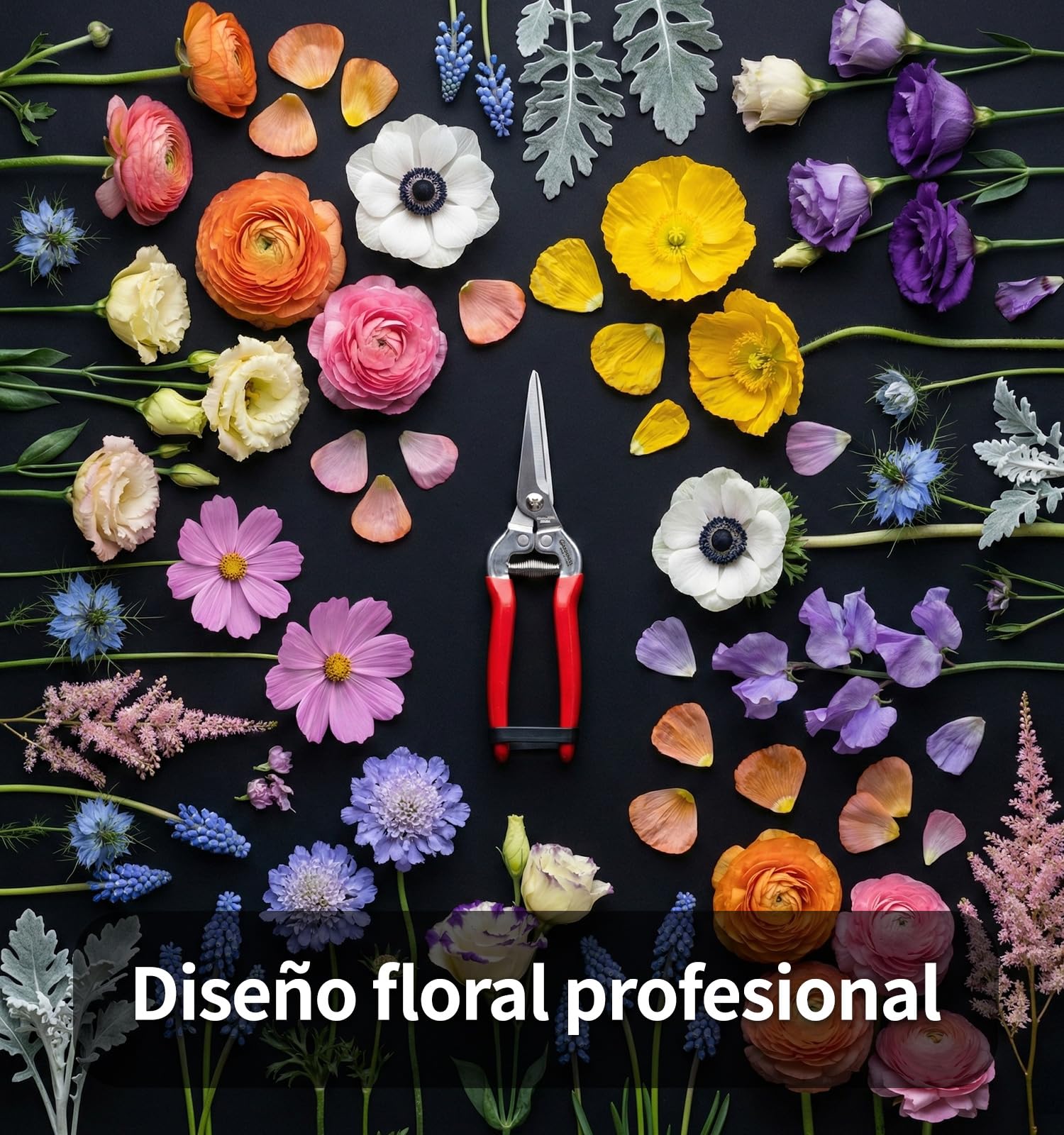 Gardeness Juego de 12 Tijeras de Jardinería – Tijeras de Podar con Hoja Dentada de Acero Inoxidable, Tornillo Ajustable y Punta Fina para Flores y Verduras