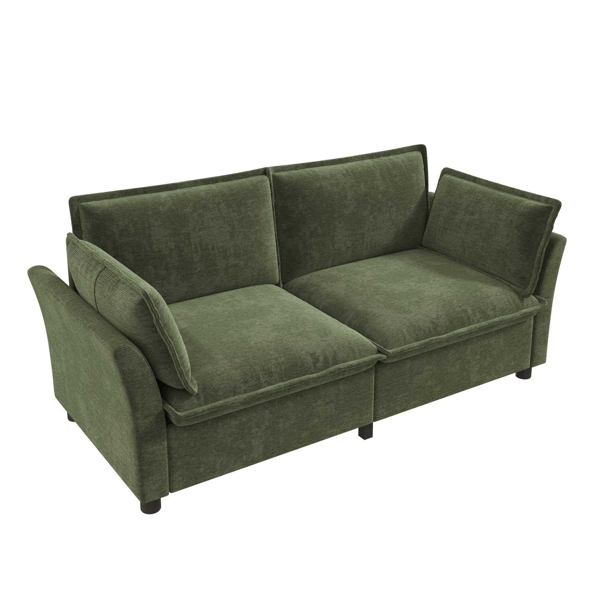 BTM Modern Cloud Sofa 2 Sitzer Couch Klein mit Armlehnenkissen Loveseat für Wohnzimmer, Kleine Räume, Wohnung, Dunkelgrün