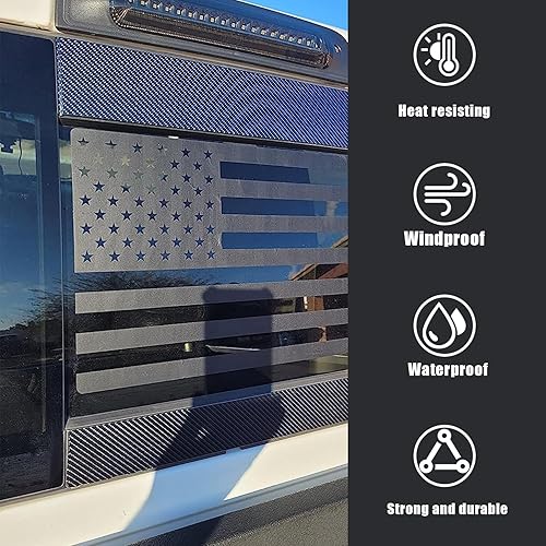 Miniatura 4 de Pincuttee Adhesivo para ventana central trasera trasera, calcomanía de automóvil, calcomanía de bandera de Estados Unidos para Dodge Ram 2009-2022,