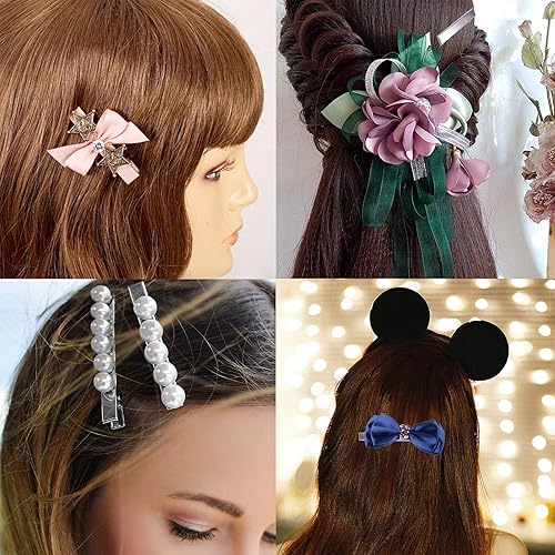 Miniatura 6 de 270 pinzas de pelo de cocodrilo de 5 tamaños, pinzas de pelo de una sola punta plateadas a granel para hacer lazos para hacer horquillas para