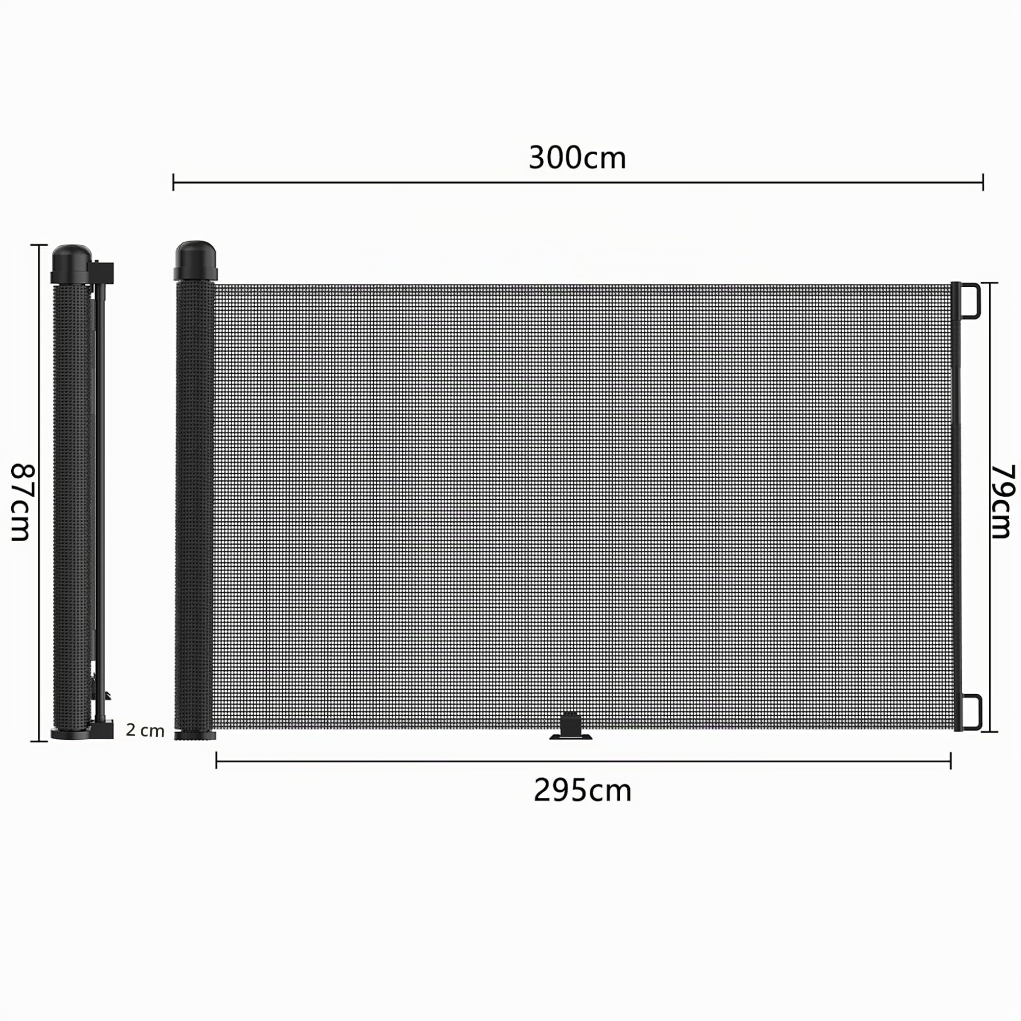 NAIZY - Barrera de protección de puerta enrollable de 0 a 300 cm, para bebé y perro, extensible para interior y exterior, color negro, LMZJ-HAG1394B