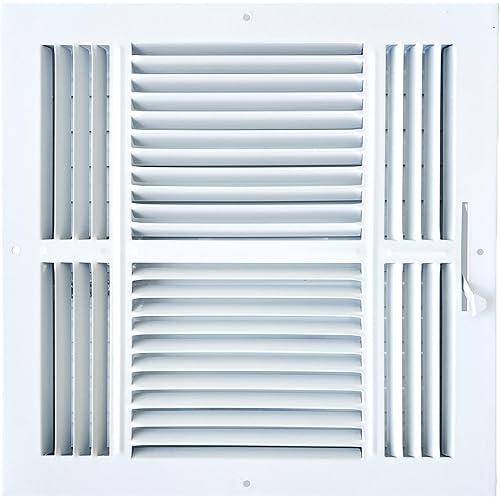 12"x 12" (Duct Opening Size) 4-Way Stamped Face Steel Ceiling/sidewall Air Supply Register - Vent Cover - Actual Outside Dimension 13.75" X 13.75"