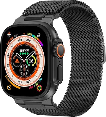 Milanese Loop Compatible for Apple Watch Ultra 3 2 1 Band 49mm 46mm 45mm 44mm 42mm, Men Stainless Steel Rugged Mesh Band with Strong Magnetic Clasp, Adjustable Metal Strap for iWatch Series 11/10/9/8/7/6/5/4/SE/Ultra