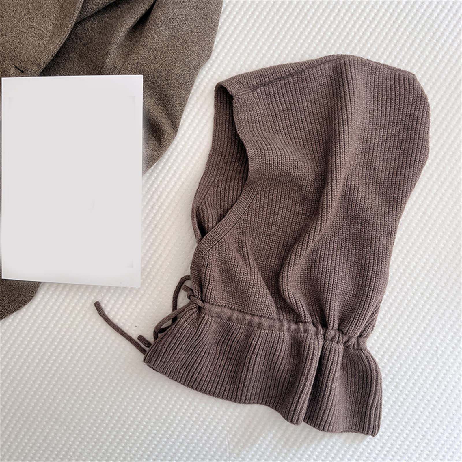 Dsgzkk Hat,Hooded Hat Scarf Knitted Hat Elastic Ear Protection Hat Girls Knit Earflap Winter Warm Hooded Hat Burgundy