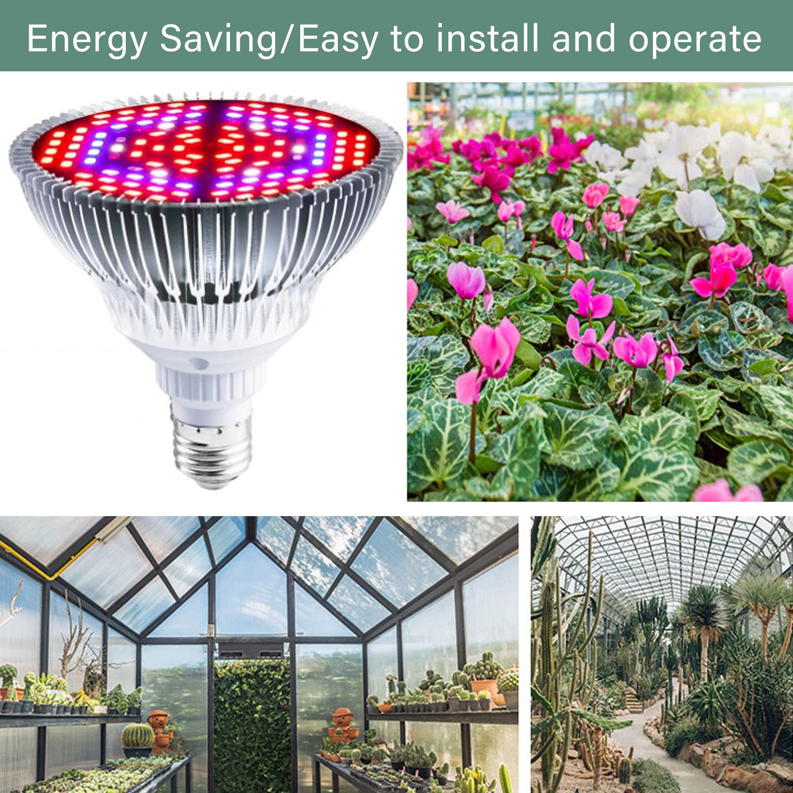 Lampadina da 85 V a 265 V a LED per Coltivazione di Luci, Lampadine per Lampade in Crescita, E27 a Basso Consumo Energetico a Spettro Completo a Basso Calore per Piante a LED per (80W, 120 perline)