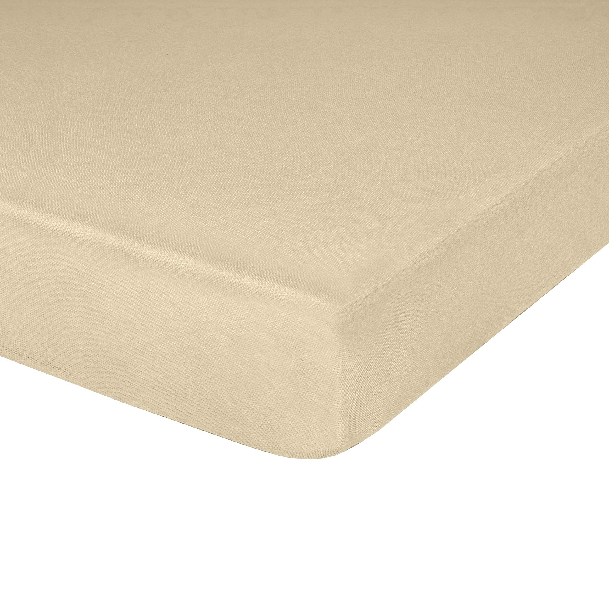 IdeahomeJersey Knit Crib Sheet with Fitted Stretch, Standard Baby and Toddler Mattress, 52” x 28” x 8”, Cream, Pack of 1