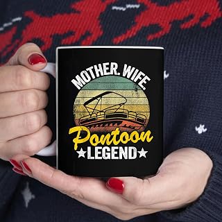 Mother Wife Pontoon Legend Lake Life Women Pontoon Queen BlackMug, Tea Mug, Tea Cup, Coffee Cup