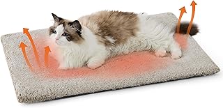 Bedsure Self Warming Cat Bed, Extra Warm Self Heating Pad for Cats & Dogs, Anti-Slip Medium Thermal Pet Mat Indoor with Removable Washable Cover, Not Electric, 29" x 19",Brown