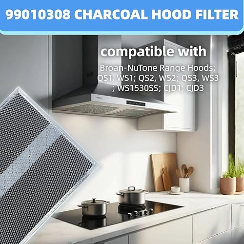 Miniatura 3 de S99010308 Filtro de repuesto de carbono compatible con Broan QS WS BPSF30 GE WB02X10707 Filtros de carbón para campana extractora sin conductos de