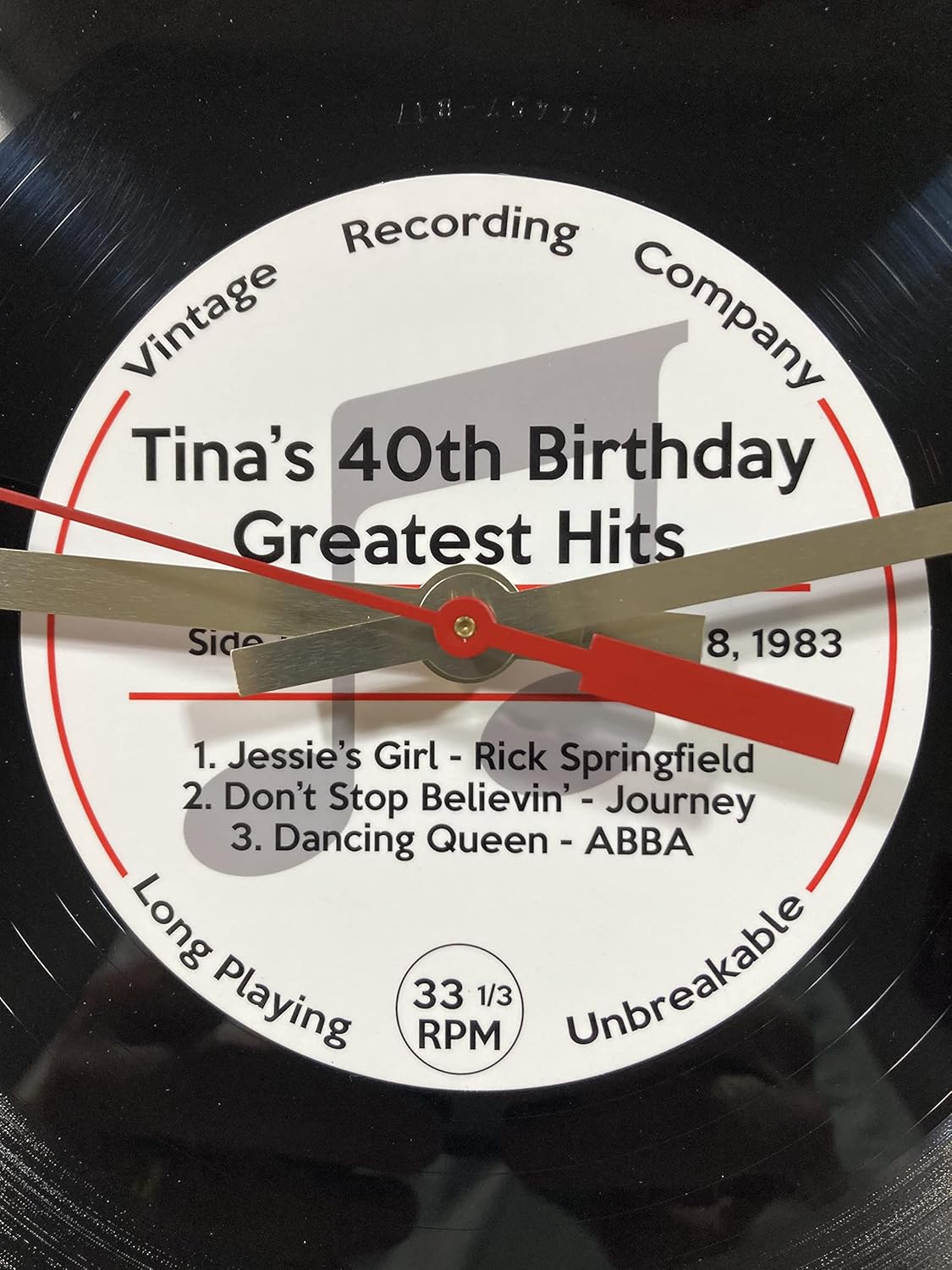 Personalized Vinyl Record Clock –12” wall Clock Customized w/Your Names, Date, and 3 Songs. Thoughtful Gift for Mother’s Day, Father’s Day, Graduation, Family, Newlyweds.