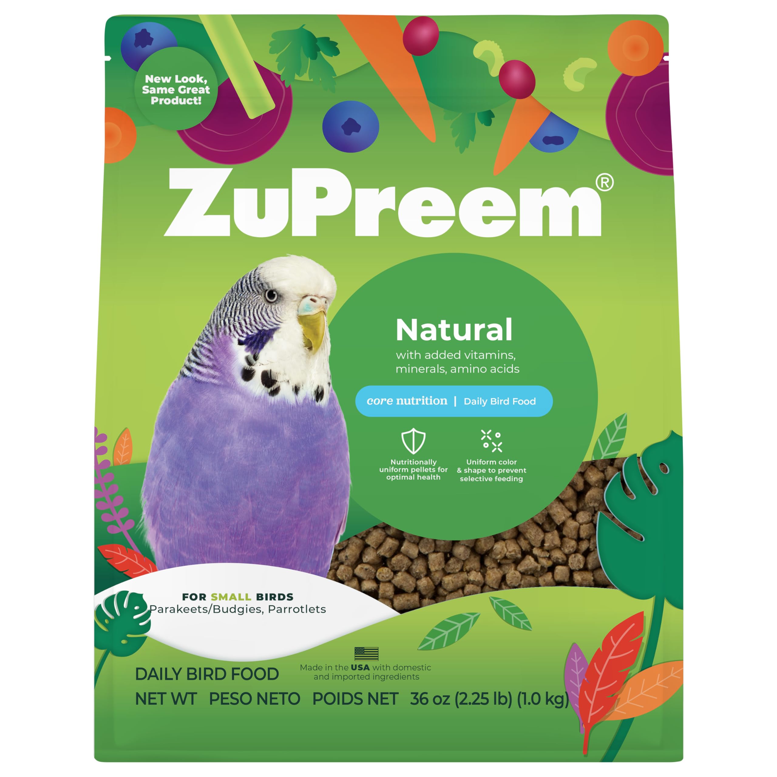Zupreem Natural With Added Vitamins, Minerals, Amino Acids Small Bird Food, 2.25 Lb