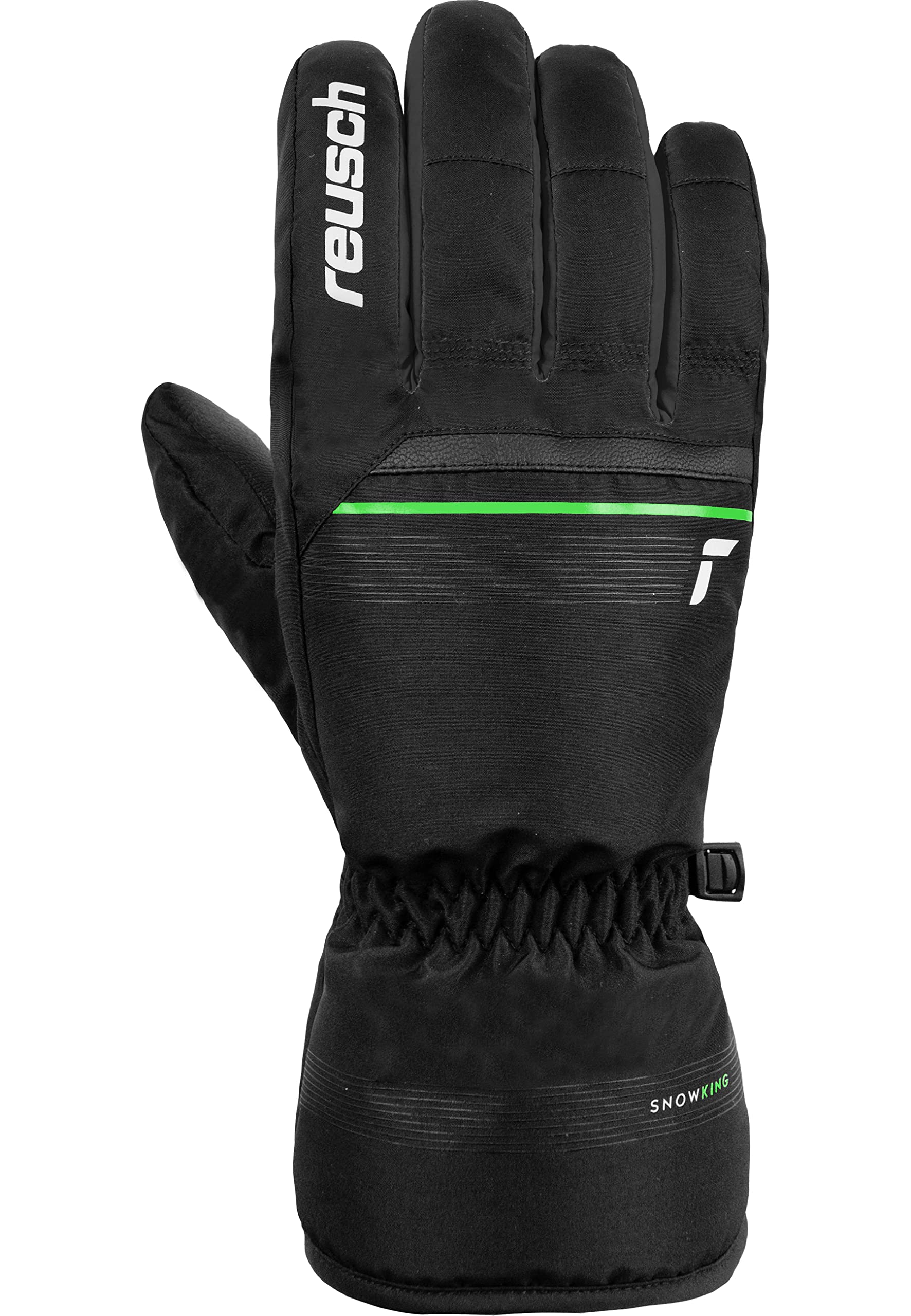 Reusch Męskie rękawiczki narciarskie Snow King Gwarantowane wiatroszczelne i bardzo oddychające rękawice softshellowe, rękawice śniegowe, rękawice zimowe, 9,5, czarne/zielone