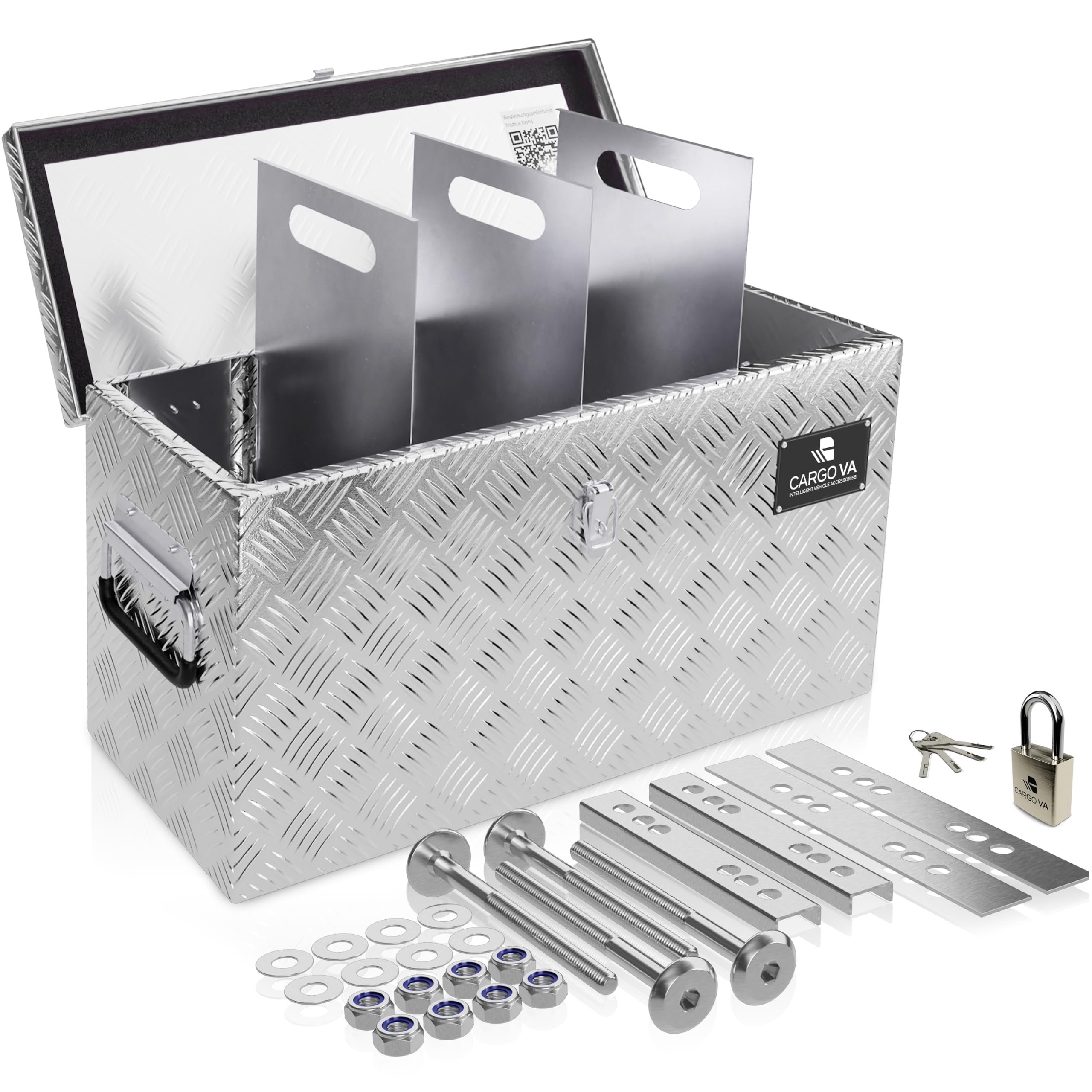 CARGO VA Intelligent Vehicle Accessories CargoVA - Wasserfeste Deichselbox - Mit Befestigung & Vorhängeschloss - Abschließbare Anhängerbox [70x25x30CM] - Transportbox