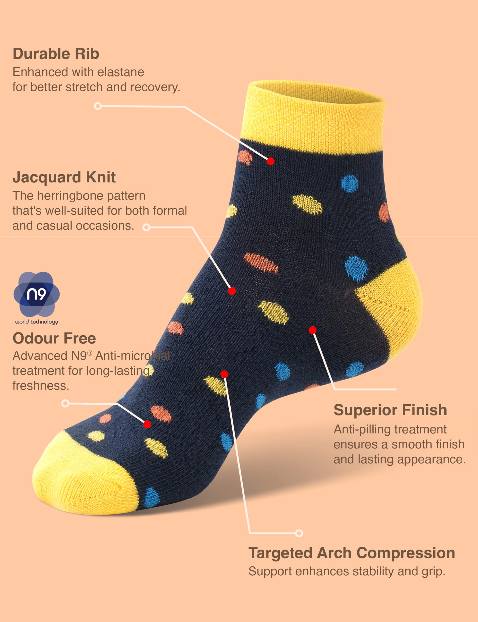 Amazon Brand - Symbol Kids Ankle Length Cotton Socks (Unisex)_KD-SCU-SS25-201_3 Blue + 1 White + 1 Green + 1 Sky Blue_9-11 Years - Image 3 thumbnail