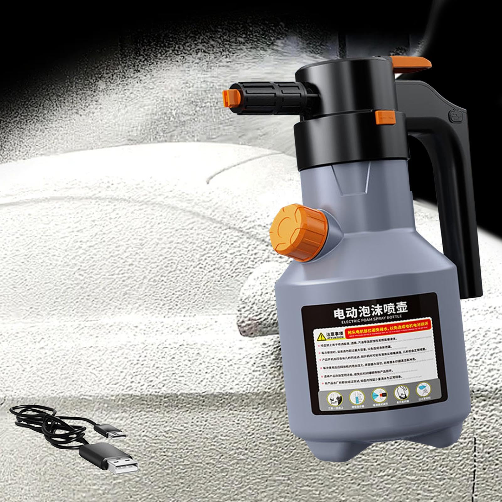 Oshhni Pulverizador de Espuma Recargable de 2L, Dispositivo automático para Limpieza, Gris