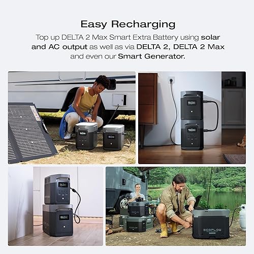 Vista 2 de EF ECOFLOW DELTA 2 Max Power Station Batería extra, batería LiFePO4 (LFP) de 2048 Wh, compatible con generadores DELTA 2 y DELTA Max 2000 y DELTA 2