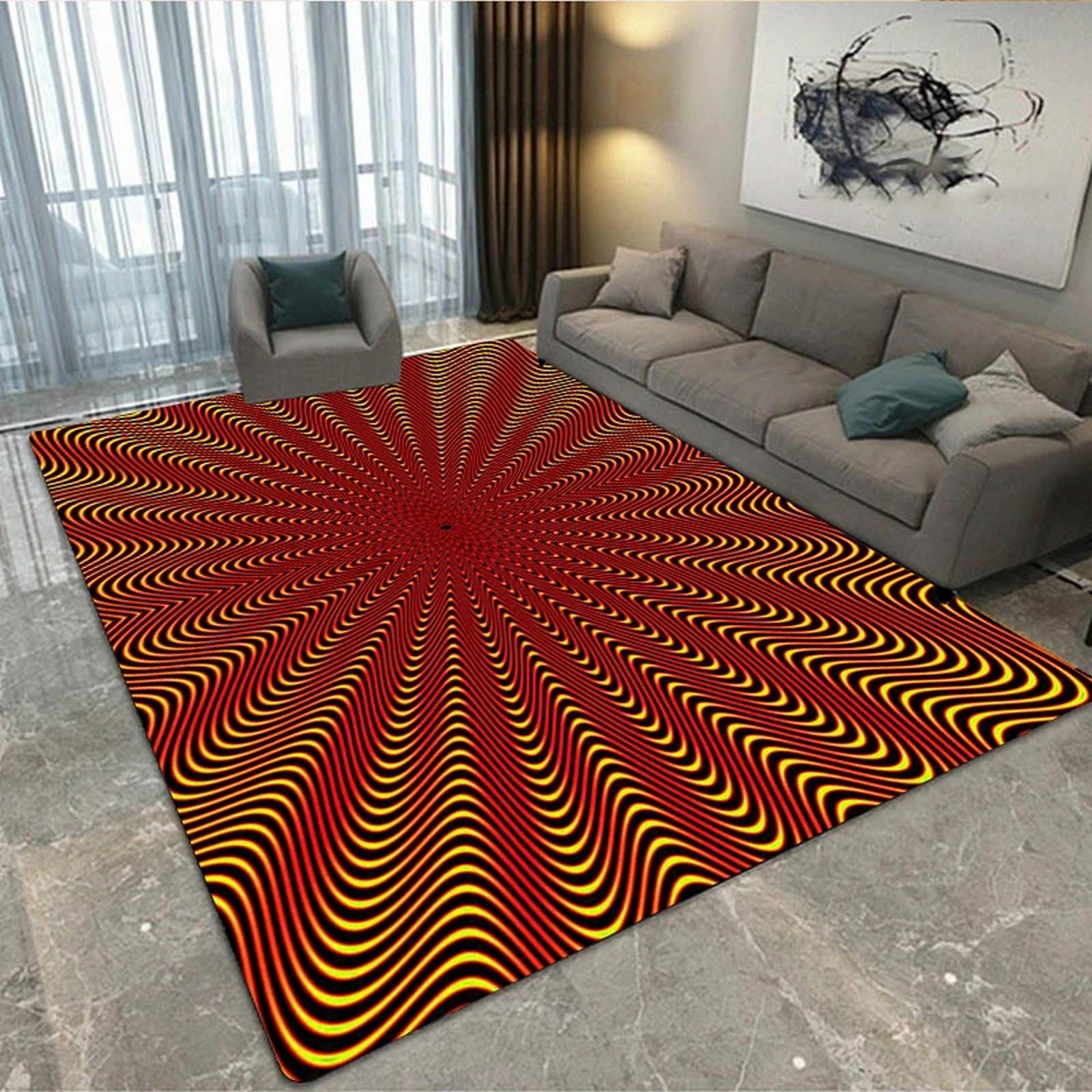 Tapis de sol imprimé effet 3D relief moderne et géométrique abstrait