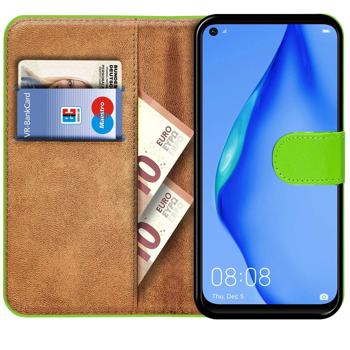 Verco Custodia Per Huawei P40 Lite – Cover In Pelle Sintetica Con Portafoglio E Chiusura Magnetica, Nero