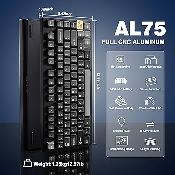 Amazon | YUNZII AL75 75% ゲーミングキーボード フルアルミCNC
