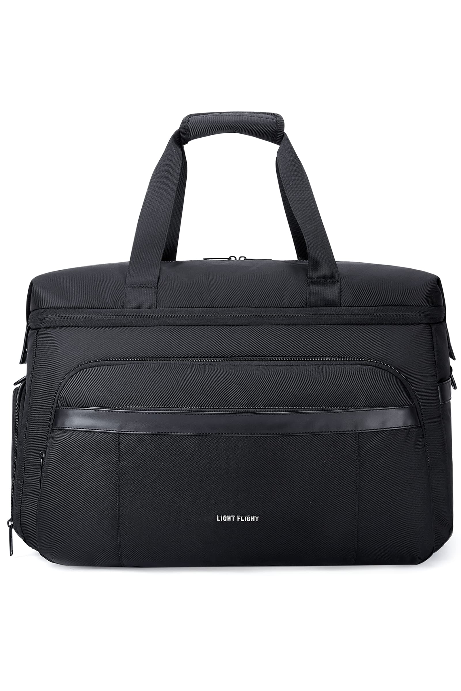 Duffle Bag for Travel, LIGHT FLIGHT 55L Expandable Travel Duffel Bags with Shoe Compartment,Carry On Weekender Overnight Bags for Men,Black