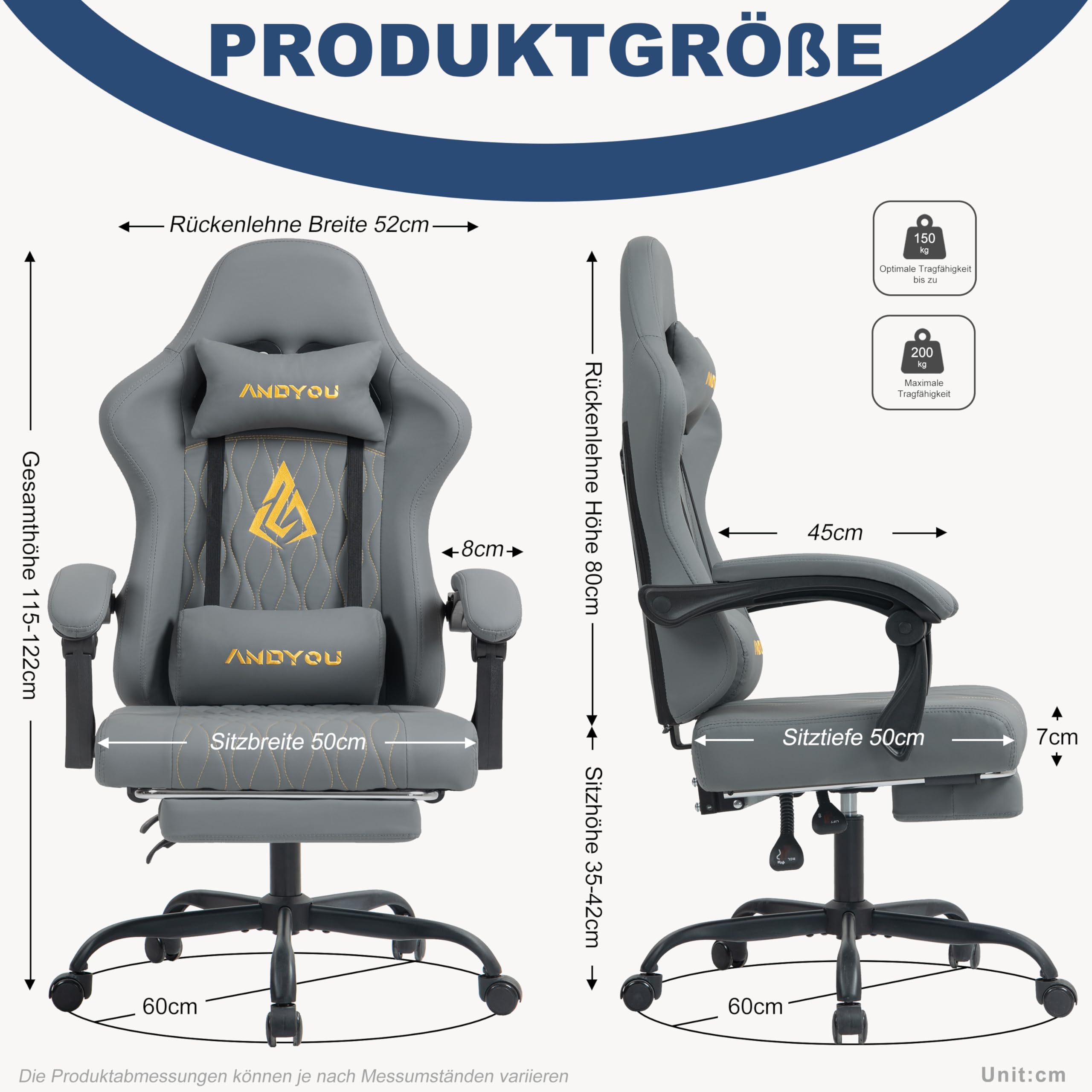 Andyou Silla Gaming Ergonómica Profesional con Soporte Lumbar - Silla Gamer para Adulto, Giratoria y Reclinable con Reposapiés Ajustable y Tela Transpirable, Soporte 150 kg para Oficina y PC