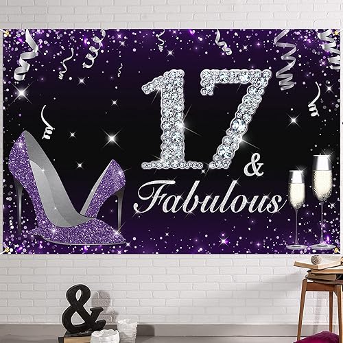 Miniatura 1 de HAMIGAR Fabuloso telón de fondo de cumpleaños tacones altos morados