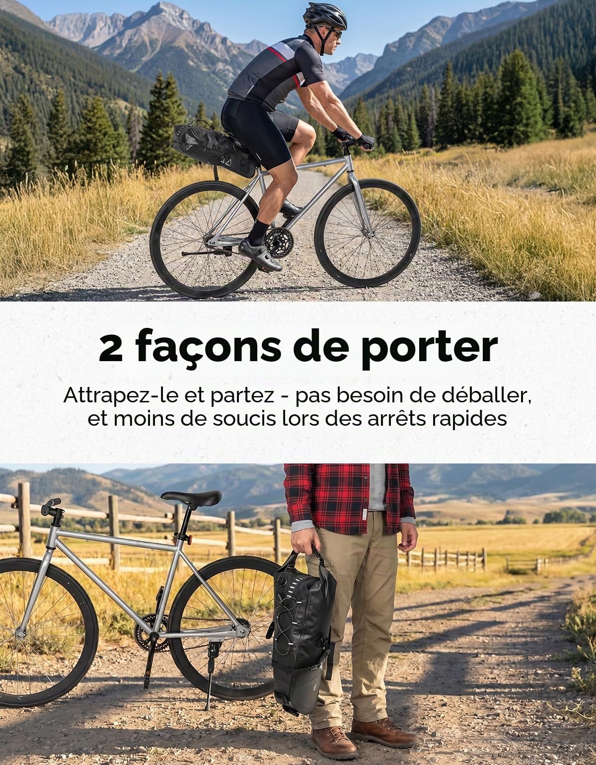 KEMIMOTO Sacoche de Selle Vélo Etanche, 15L Sac de Selle Velo avec Réfléchissant, Sacoche de Arrière pour Vélo Route de VTT BMX MTB