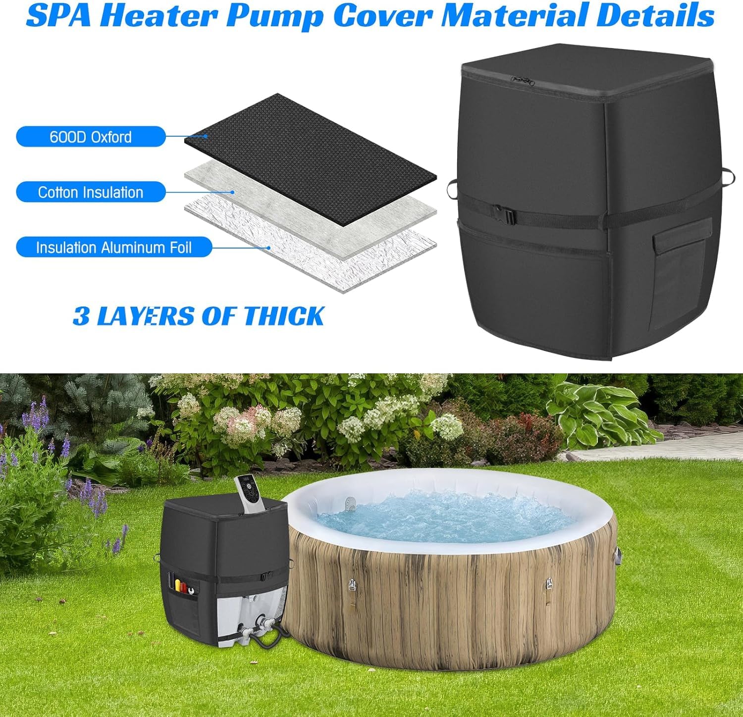 Housse De Protection Pour Pompe De Chauffage De Spa Gonflable - Tissu Oxford 600D Imperméable, Taille Universelle