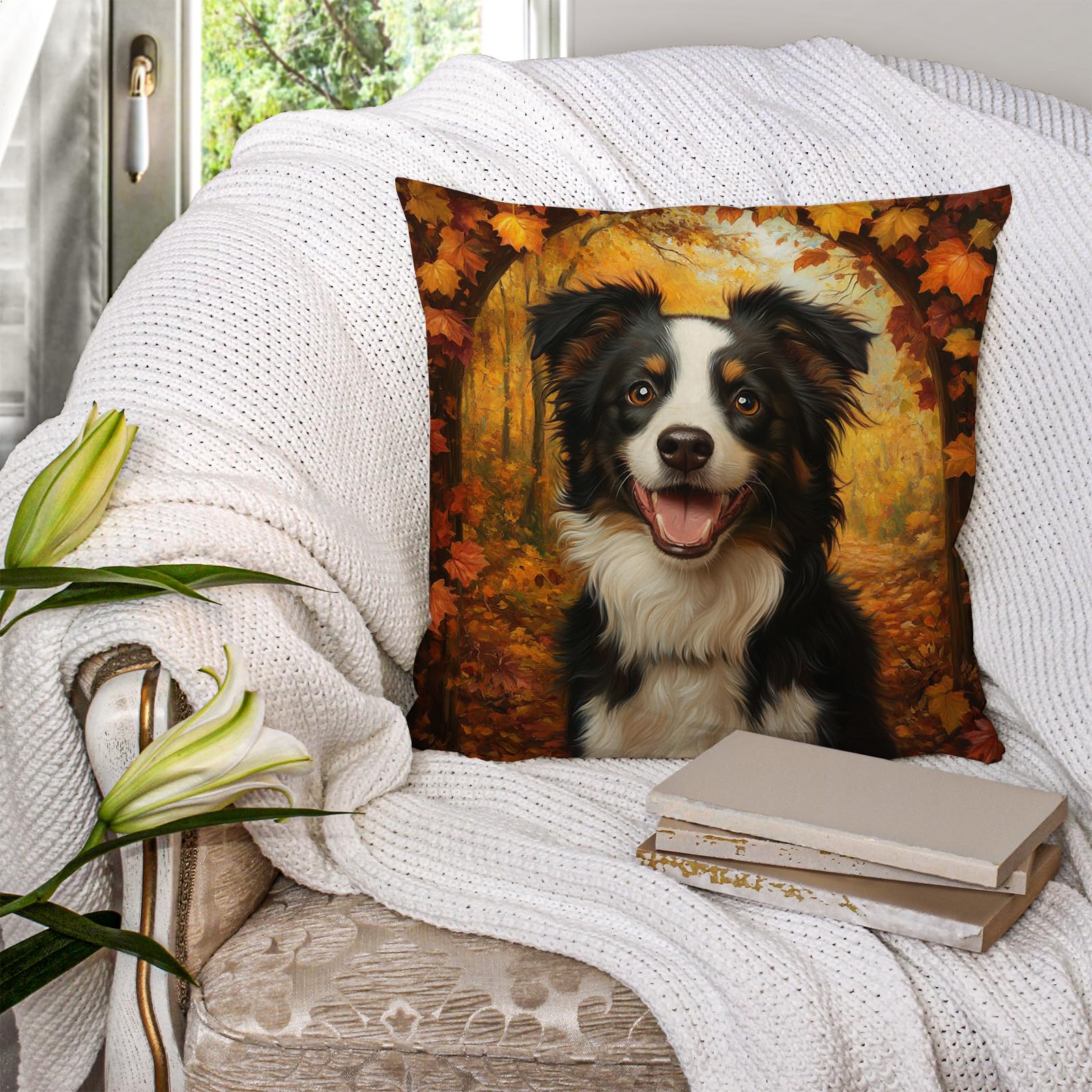 Fukeen Border Collie Throw Pillow Cover - 18x18 Inch Cotton Linen Cushion Case With Cool Words - View #11