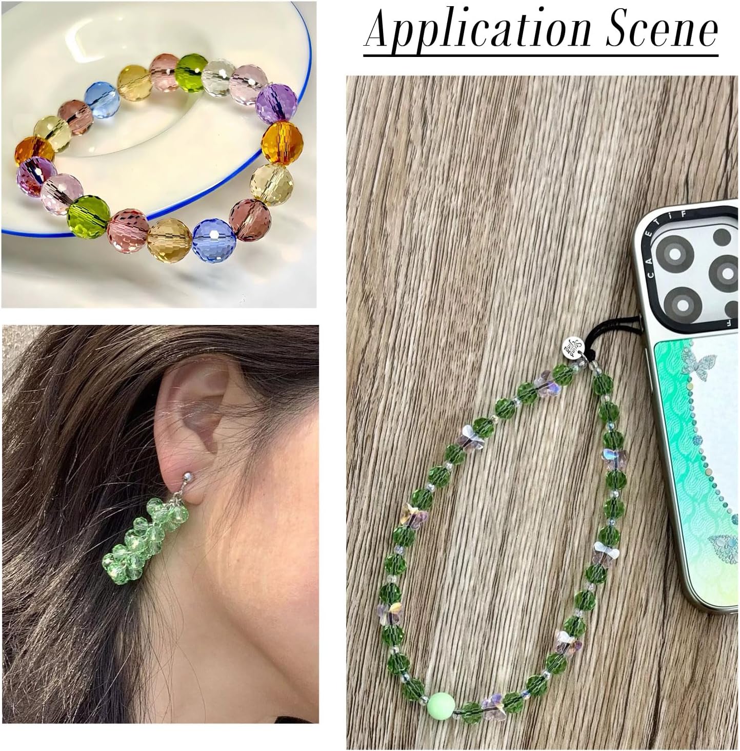 Crystal Glass Beads for Jewelry Making Round Faceted Crystal Beads 10 mm AB Color Clear Plated Glass Bead Bulk for Jewelry Making Necklace Bracelet (Green) - Image 3