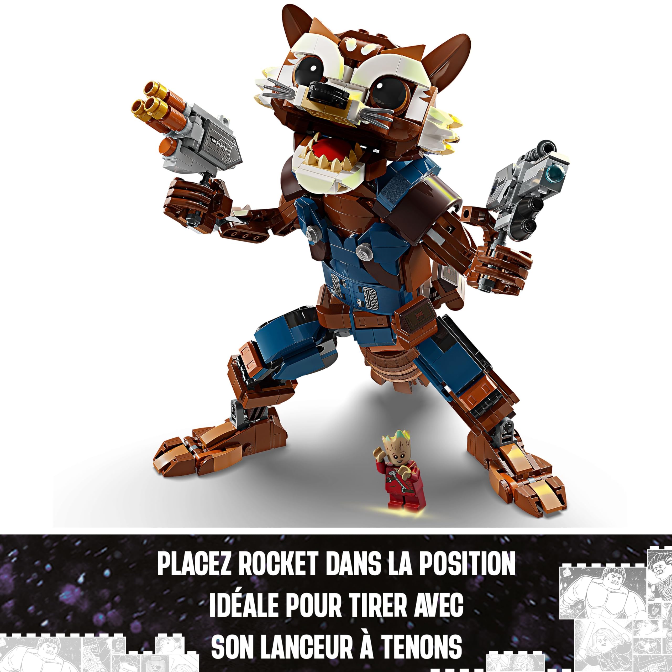 Lego | Marvel Rocket et Bébé Groot, Jeu de Construction pour Enfants, Film Les Gardiens de la Galaxie, Figurine de Super-Héros Articulée, Cadeau pour Garçons et Filles dès 10 Ans 76282