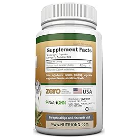 NutriONN PSYLLIUM Husk Capsules - 1450mg Per Serving - 240 Capsules - Double Strength - Premium Psyllium Fiber Supplement - Great for Digestion and Regularity - 100% Natural Soluble Fiber