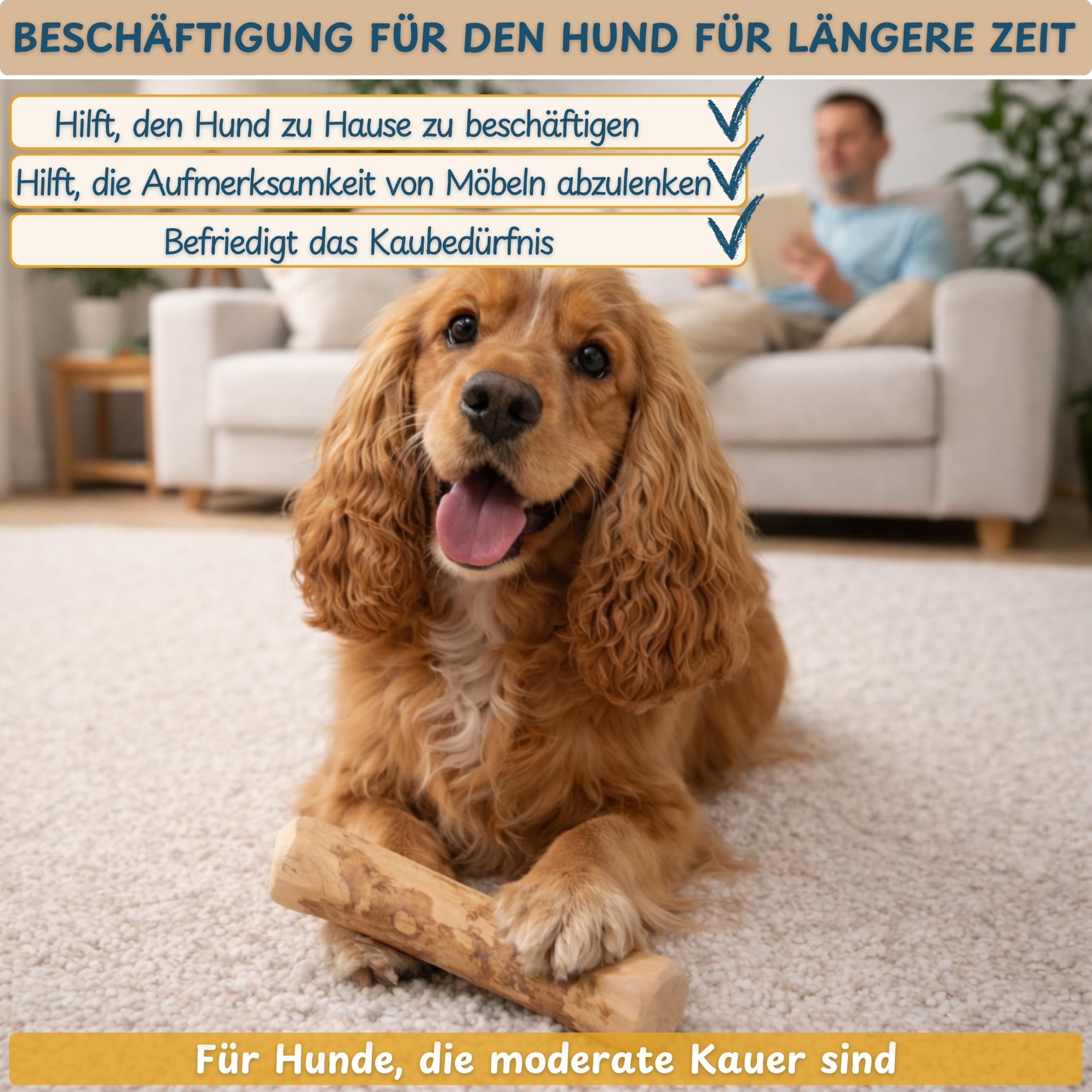 Wildeers Kaffeeholz für Hunde bis 15 kg, 3 Stück je 16-20 cm, Größe L