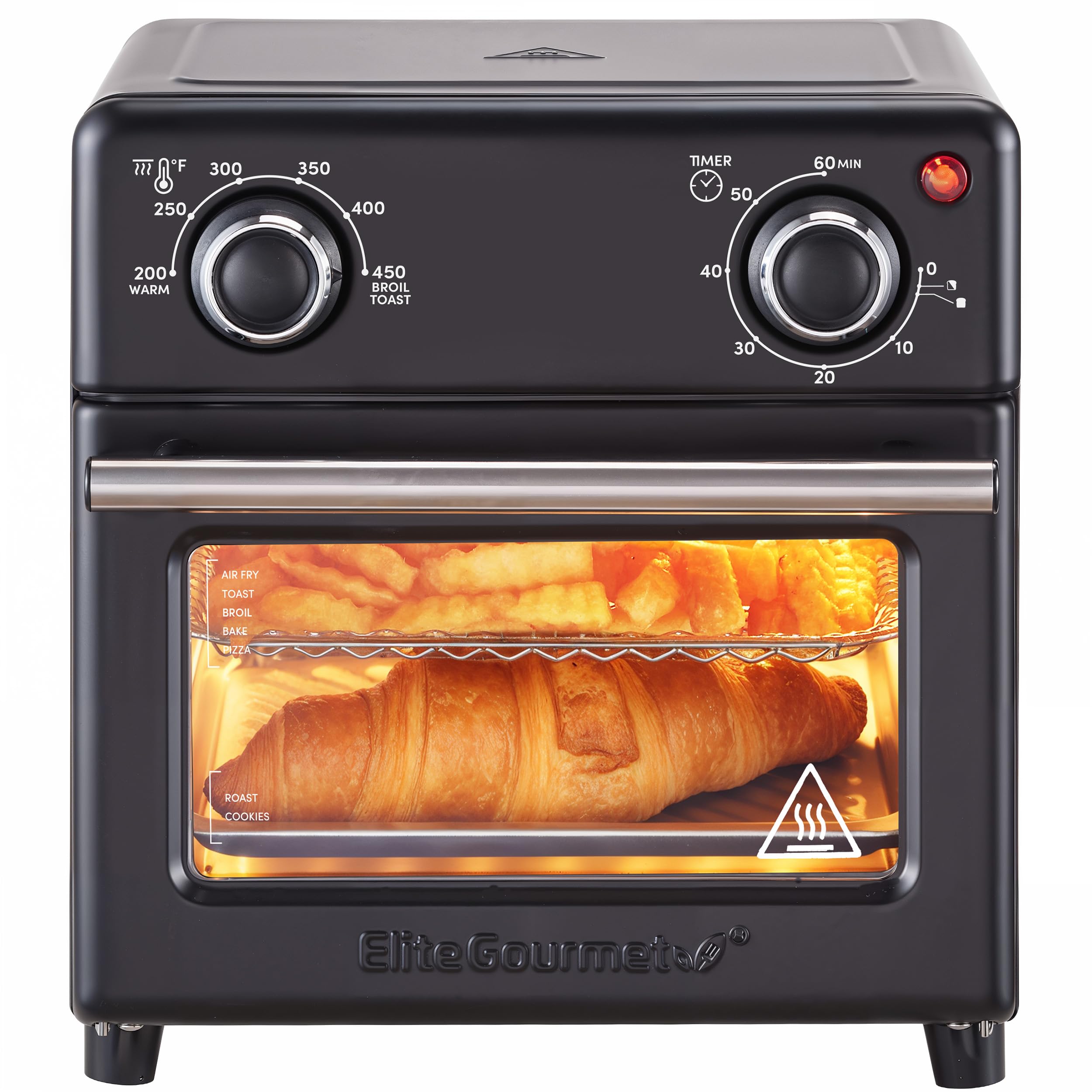 Elite Gourmet EAF0851B 8 5Qt Capacity Air Fryer Oven with Time and Temperature Controls 800-Watts Includes Recipes Black