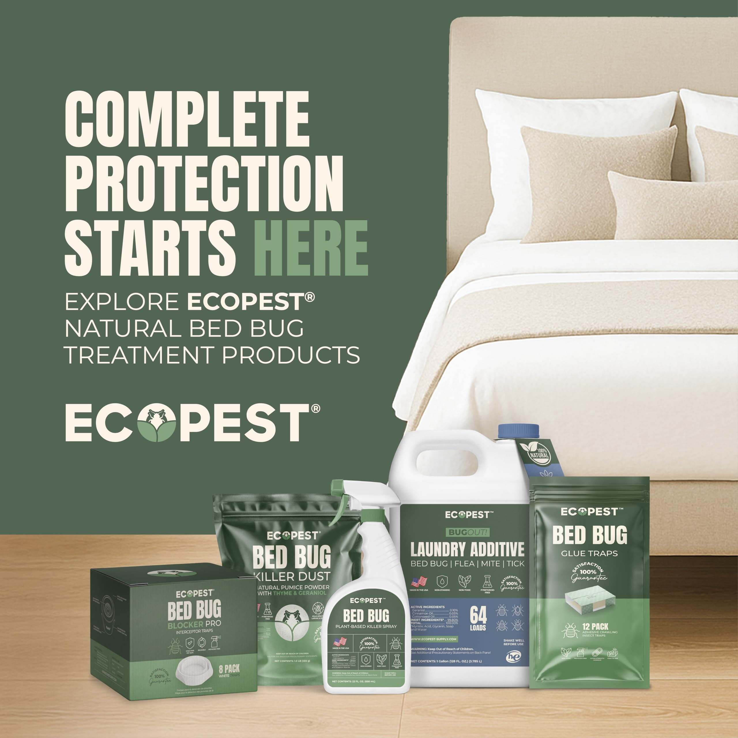 ECOPEST Trappole per Cimici dei Letti – Confezione da 8 | Bed Bug Blocker (XL) Trappole Intercettatori (Nera) | Monitor, Rilevatore e Trappola della Gamba del Letto (Extra Grande)