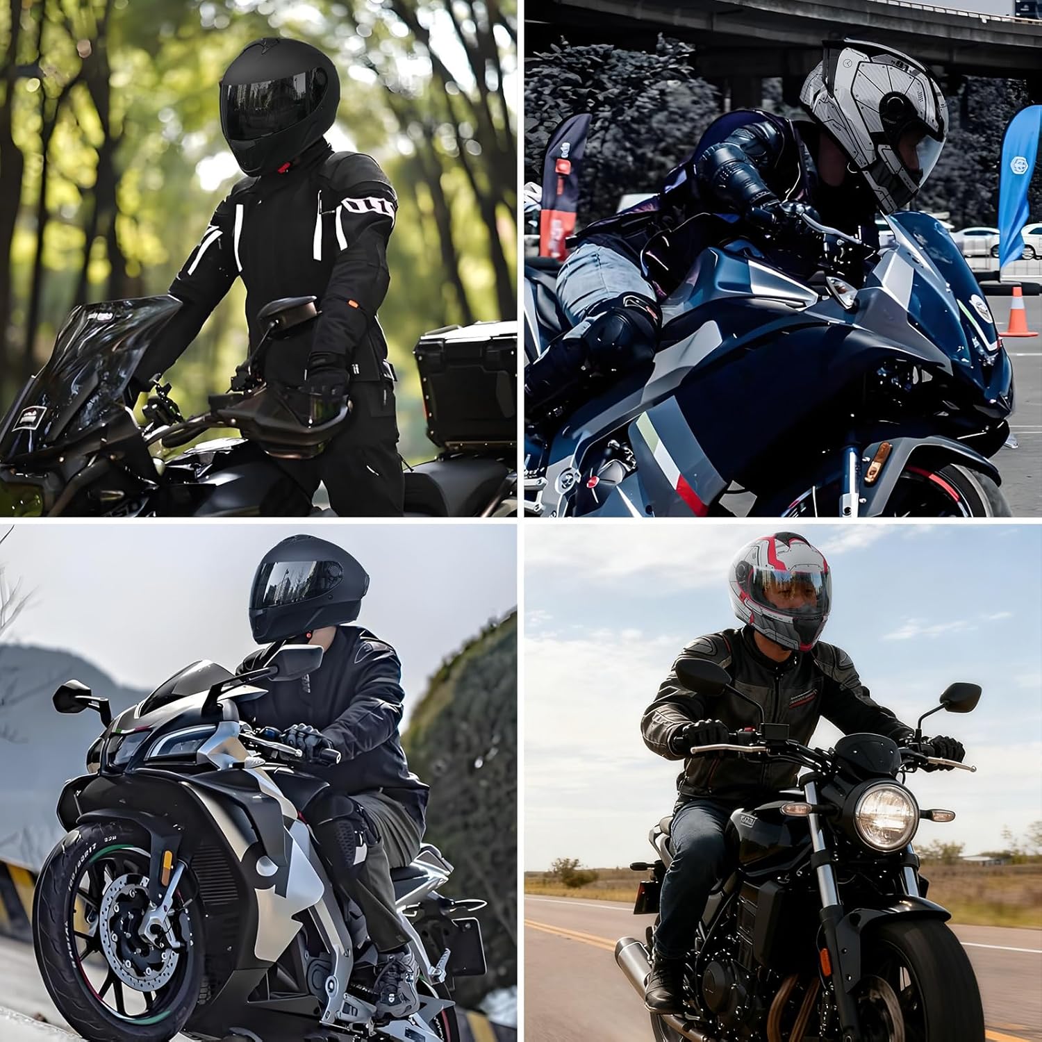 Spark Adults Full Face Motorcycle Helmet for Street Bike - DOT Certified Motorcycle Helmets with Advanced Ventilation & Quick Release, Lightweight ABS Shell for Commuting & Touring