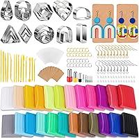 Snoghmil Polymer Clay Earring Making Kit: 24 Vibrant Oven Bake Clays, 32 Cutters, 30 Pairs Hypoallergenic Hooks & Rings - Beginner DIY Jewelry for Girls