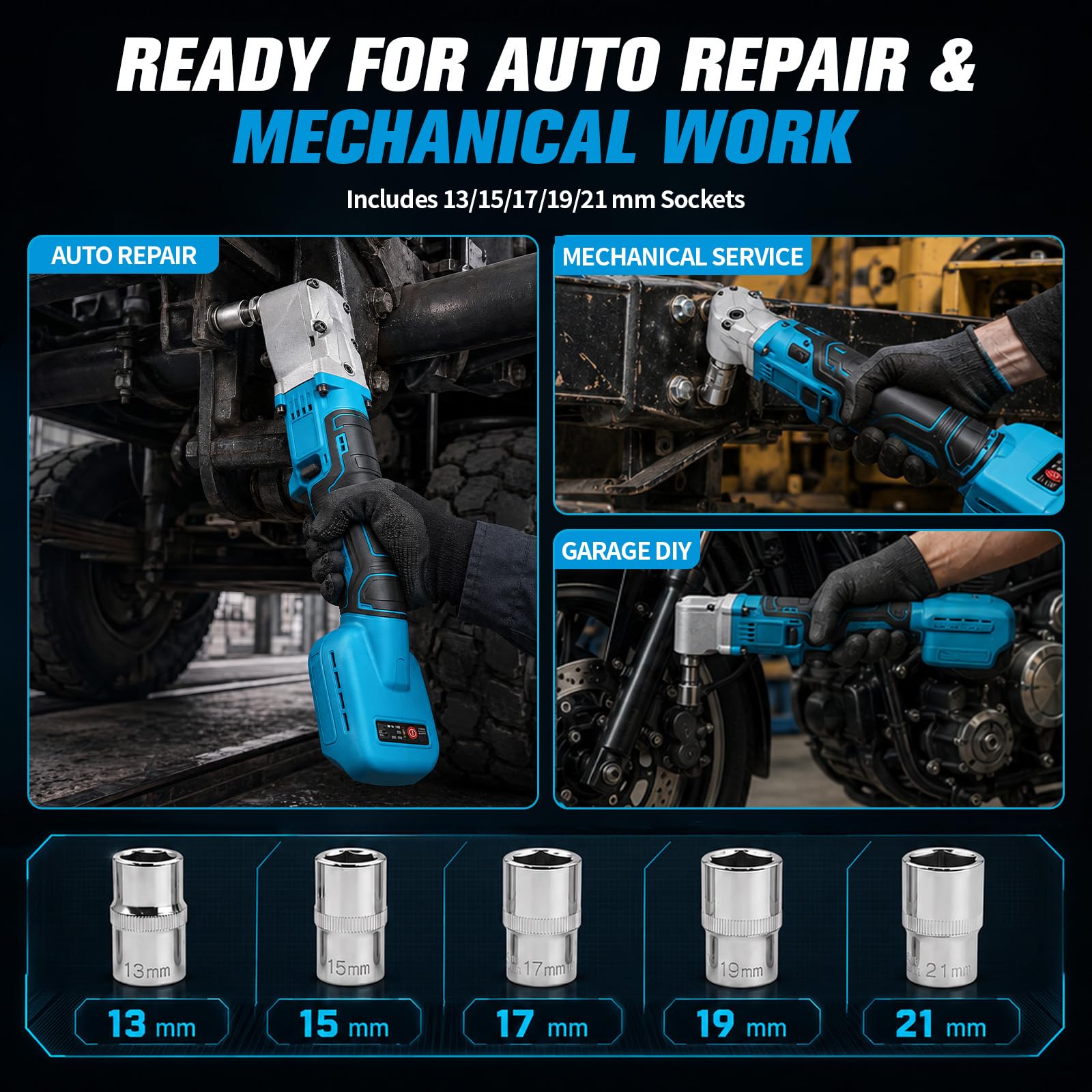 Cricchetto a Batteria da 1/2" Compatibile con Batteria Makita 18V - Chiave a Cricchetto 280Nm, Max 1500 Giri/Min, Avvitatore a Cricchetto Senza Fili con 5 Chiavi a Bussola per Riparazione Auto e