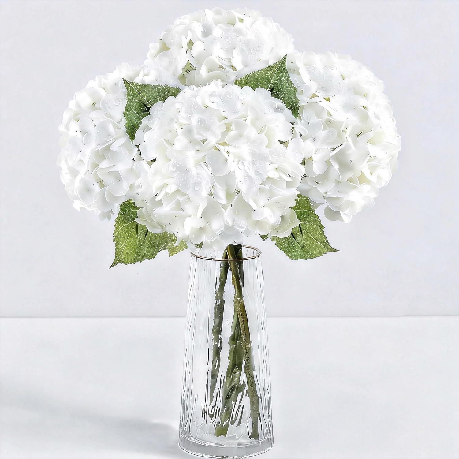 3Pcs 21 Real Touch White Hydrangea Artificial Flowers Realistic Latex Faux Hydrangea Flowers Full Fake Hydrangeas for Home