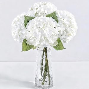 3Pcs 21 Real Touch White Hydrangea Artificial Flowers Realistic Latex Faux Hydrangea Flowers Full Fake Hydrangeas for Home