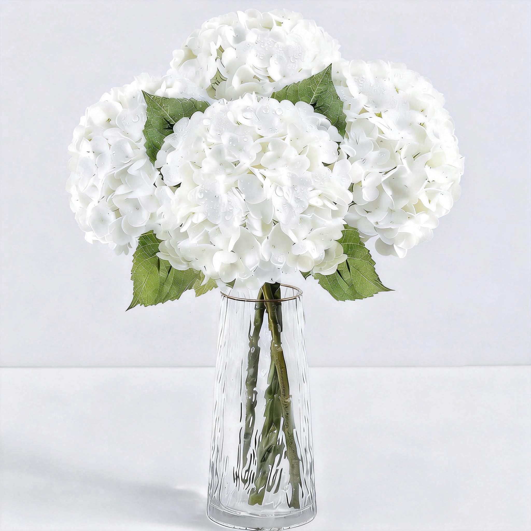 3Pcs 21 Real Touch White Hydrangea Artificial Flowers Realistic Latex Faux Hydrangea Flowers Full Fake Hydrangeas for Home