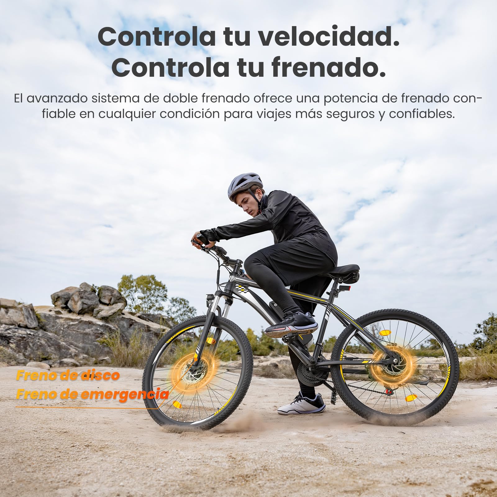 Touroll Bicicleta eléctrica, U1 26"/29", Autonomía de 65 km, Motor 45Nm, 13Ah Batería Desmontable, Bicicleta de montaña eléctrica