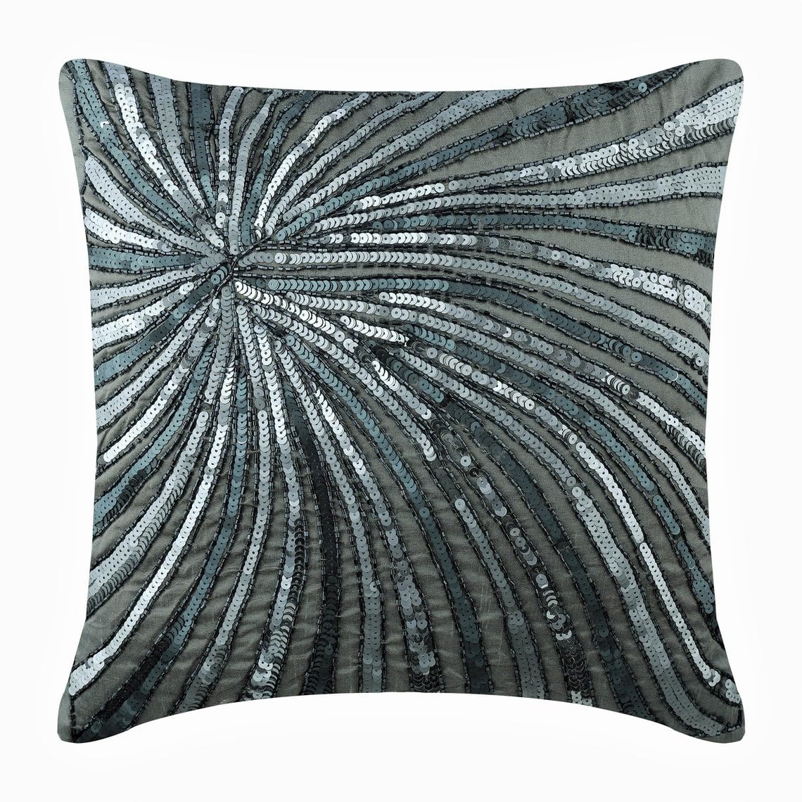 The HomeCentric Argento 30x30 cm Art Silk Federa Per Cuscino, Grata, Traliccio, Perline, Strass Seta Fodera per cuscino con cerniera, Moderno Geometrico Federa Cuscino Letto - Silver Anniversary