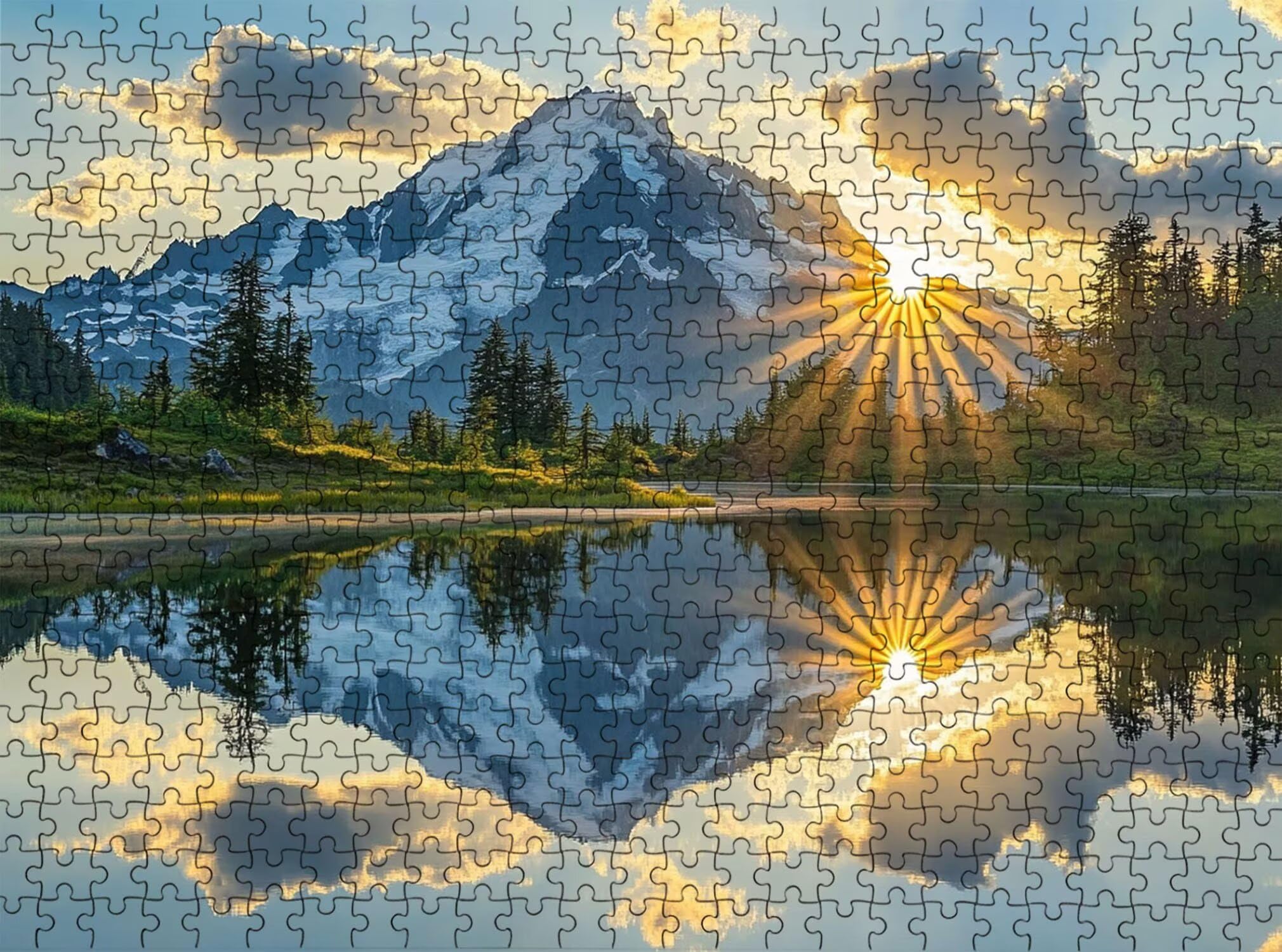 Paysage Coucher Soleil Puzzle 6000 Pièces pour Adultes, Format 179 x 105 cm, Challenge Casse-Tête de Famille, Loisirs Créatifs et Relaxation, Pièces Robustes avec Lettres au Dos, Décor Murale f0-525