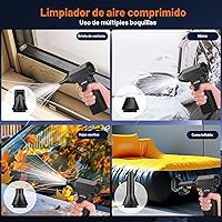 Vista 4 de Plumero de aire comprimido – Plumero de aire eléctrico con motor sin escobillas – Ventilador de aire inalámbrico ajustable de 3 engranajes – Plumero